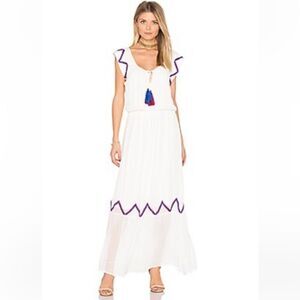 Misa Los Angeles Yulma white tasseled maxi dress size S